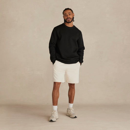 Model wearing Robenti Black Organic Cotton Crewneck Sweatshirt