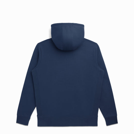 Back view of Robenti Marine Blue Heavyweight Organic Cotton Hoodie