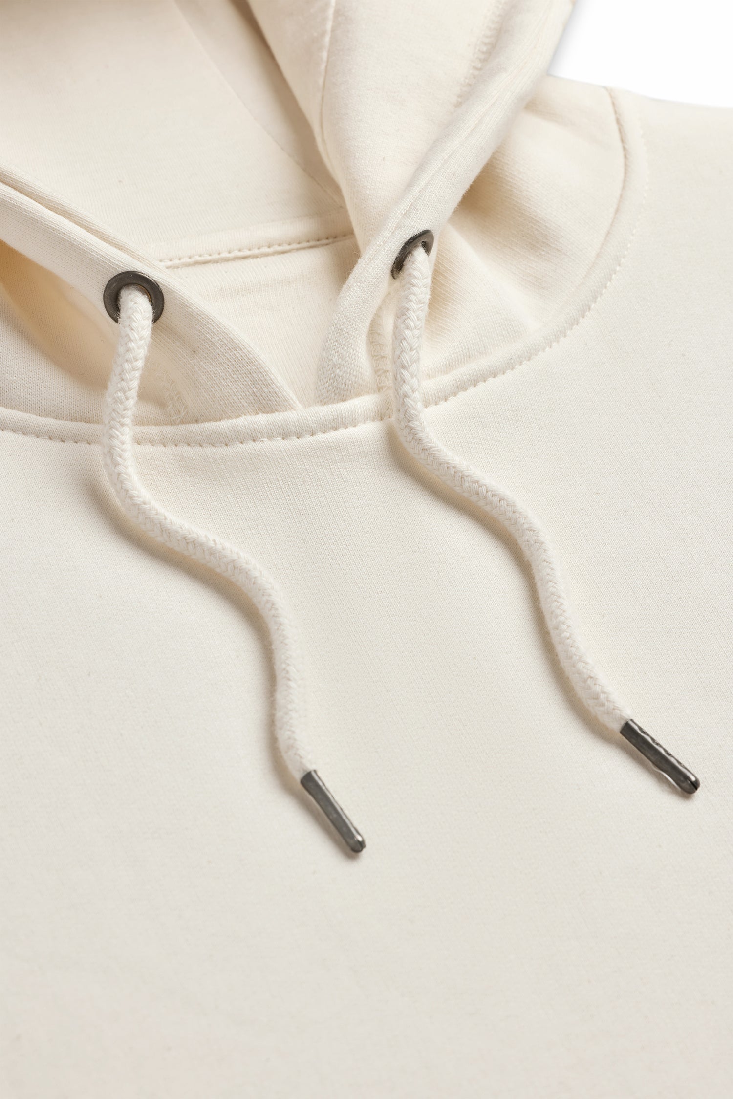 Close-up of heavyweight organic cotton fabric on Robenti hoodie
