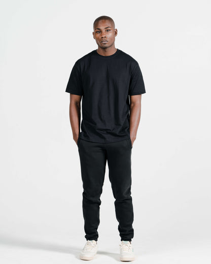 Model wearing Robenti Black PIMA Cotton T-Shirt