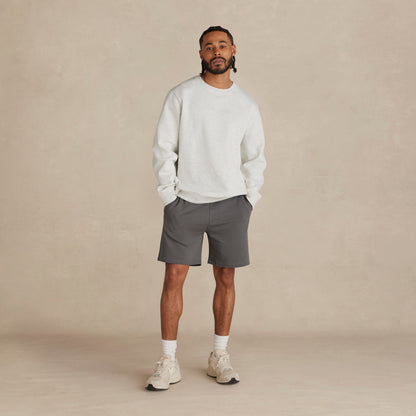 Model wearing Robenti Heather Grey Organic Cotton Crewneck Sweatshirt