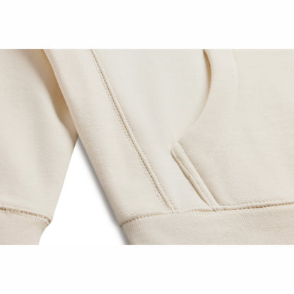 Close-up of heavyweight organic cotton fabric on Robenti hoodie