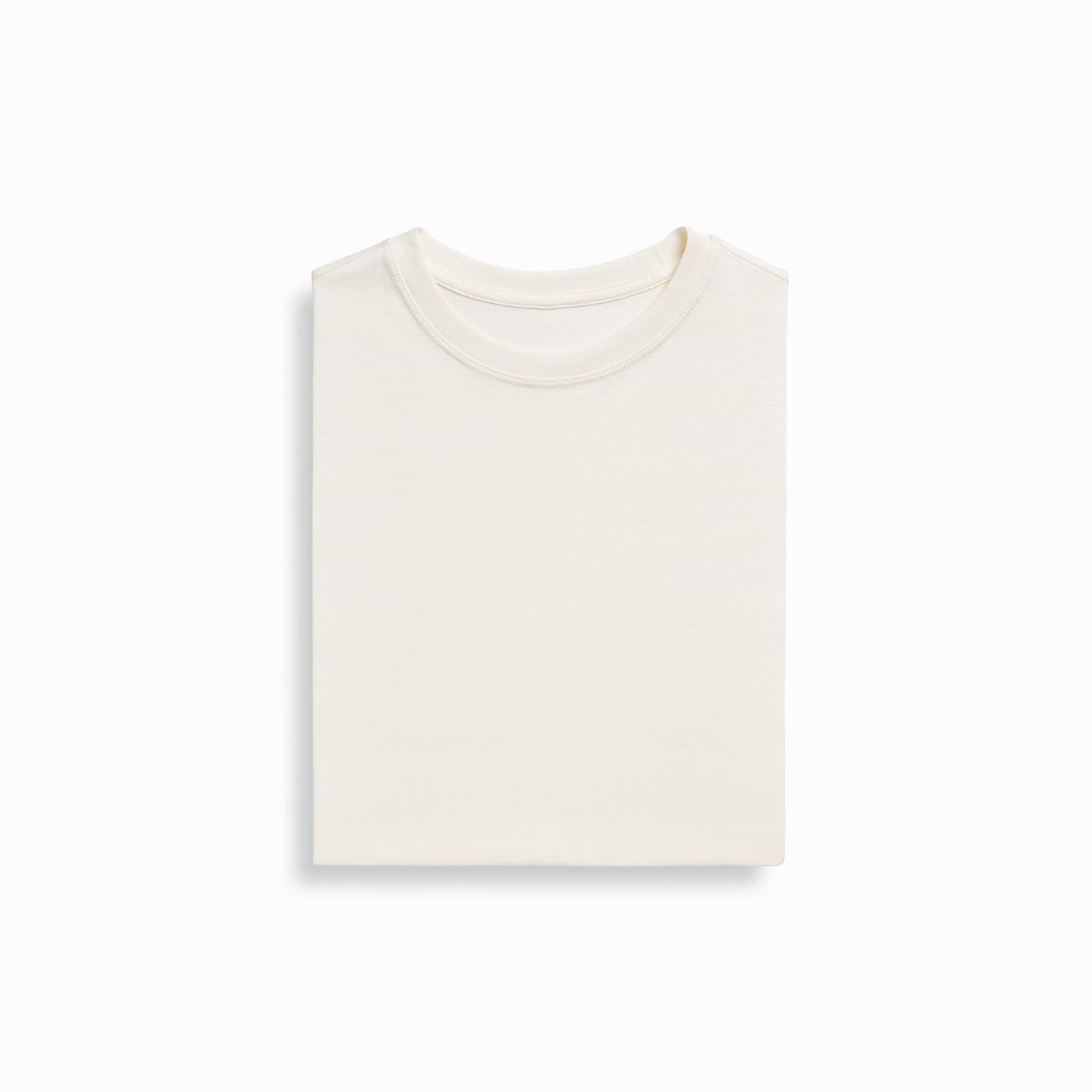 Close-up of PIMA cotton fabric on Robenti Ivory T-Shirt