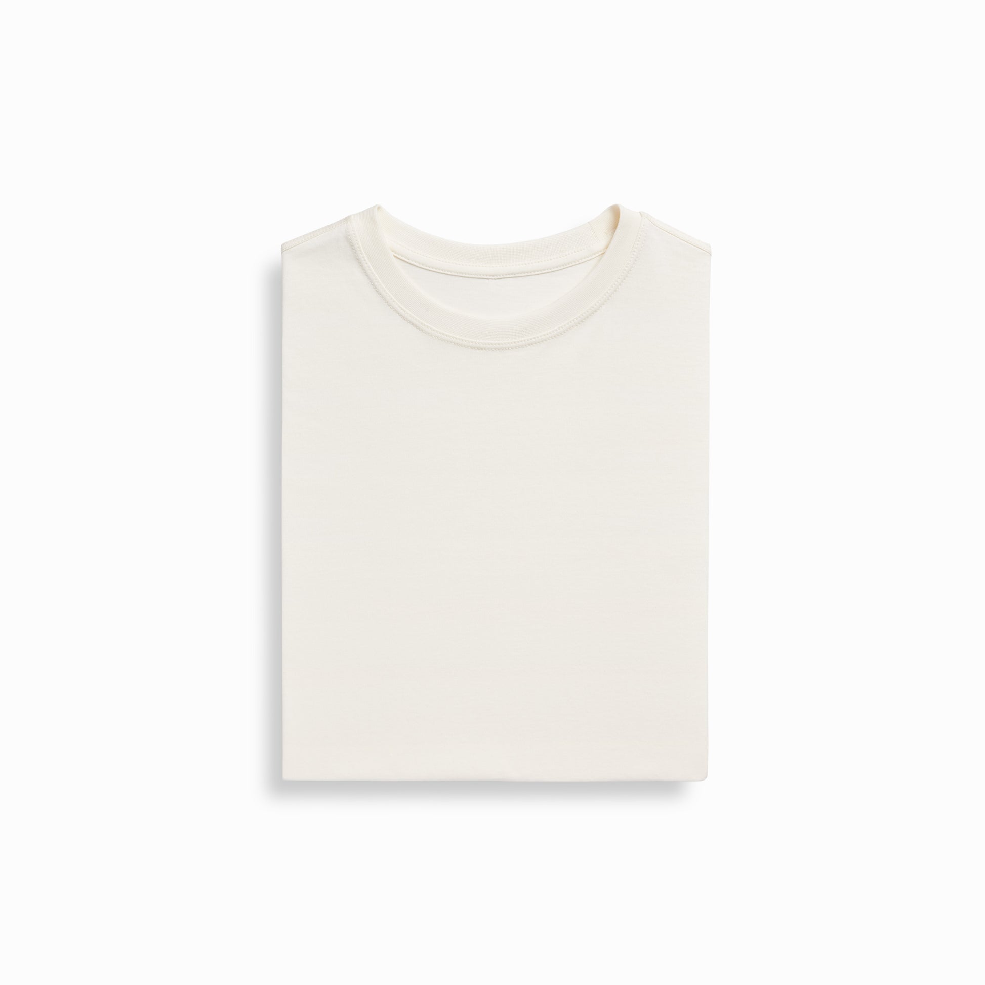 Close-up of PIMA cotton fabric on Robenti Ivory T-Shirt