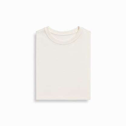 Close-up of PIMA cotton fabric on Robenti Ivory T-Shirt