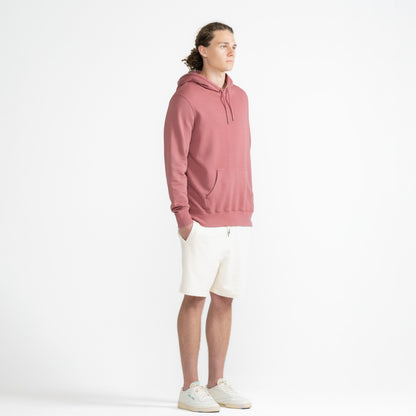 Model wearing Robenti Rosewood Organic Cotton French Terry Hoodie