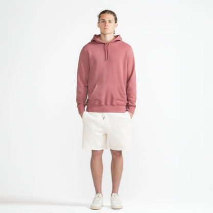 Model wearing Robenti Rosewood Organic Cotton French Terry Hoodie